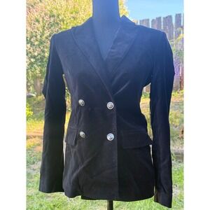 DONNA KARAN Women's Velvet BLACK Double-Breasted Jacket SIZE 0 NEW WITH TAGS